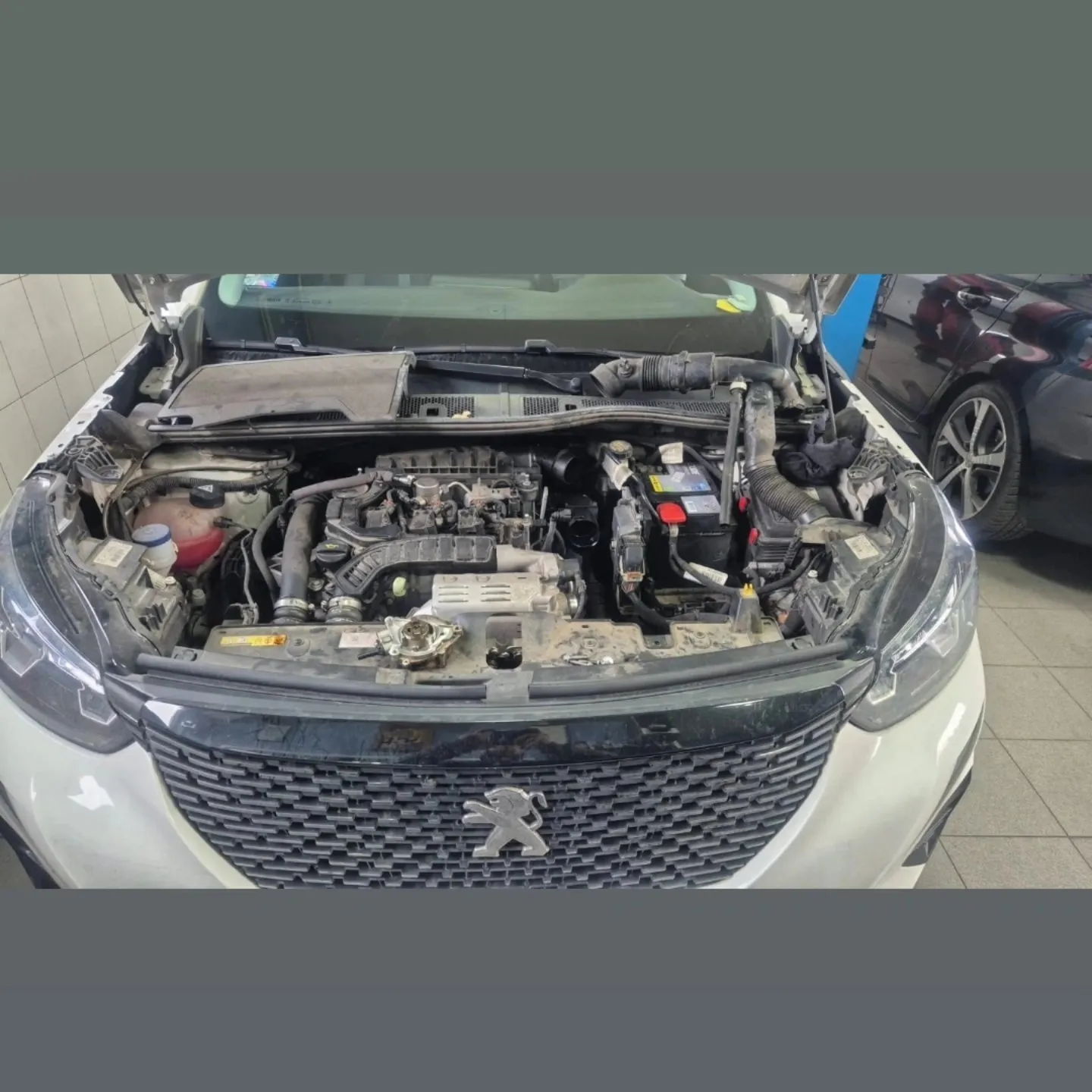 Motorni prostor belog Peugeot-a
